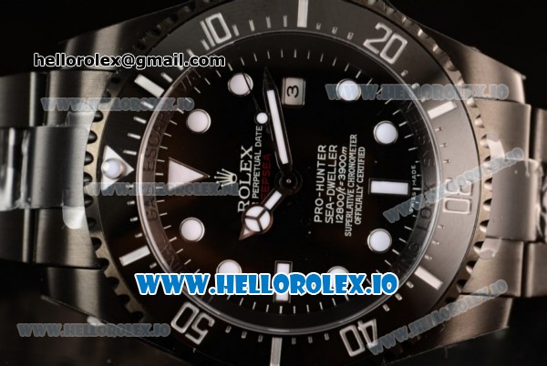 Rolex Sea-Dweller Clone Rolex 3135 Automatic PVD Case Black Dial With Dots Markers PVD Bracelet - Click Image to Close